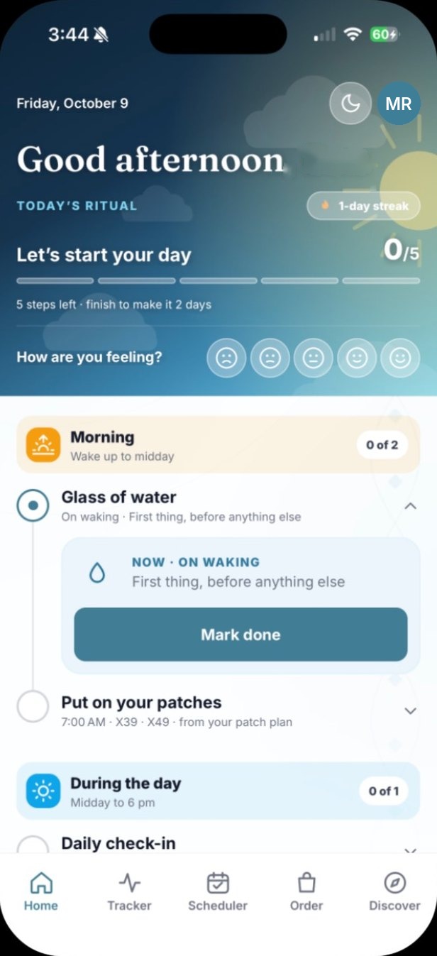 DFS Health home screen with today’s ritual